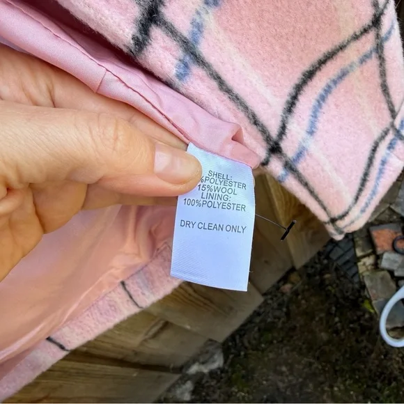 Retro Light Pink and Black Blue Plaid Longline Coat 🌿 - Picture 10 of 10